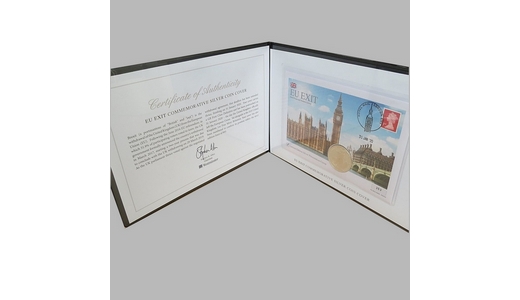2020 EU Exit 1oz Fine Silver Britannia Coin Cover - First Day Cover by Westminster