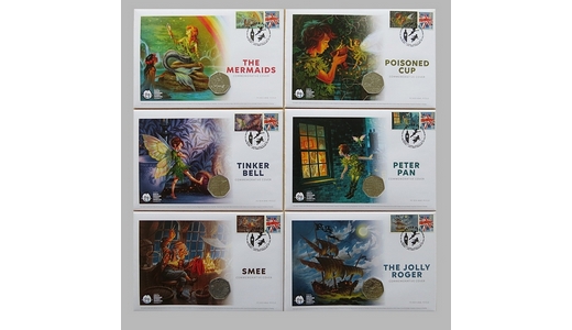 2020 The Peter Pan Complete 50p Pence Isle of Man Coin Cover Collection - First Day Covers
