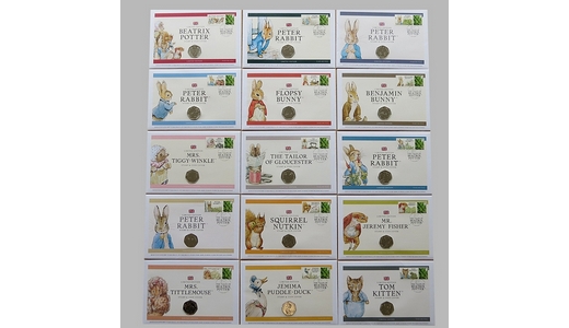 2018 - 2020 The Tales of Beatrix Potter 50p Pence Coin Cover Collection - First Day Covers
