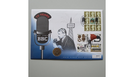 1997 75 Years of the BBC 2 Pounds Coin Cover - First Day Cover by Mercury Covers