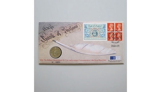 1994 Bank of England Tercentenary 2 Pounds Coin Cover - Royal Mail First Day Cover