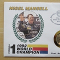 1992 Nigel Mansell Formula 1 2 Pounds Coin Cover - Isle of Man First Day Cover
