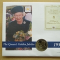 2002 Queen Elizabeth II Golden Jubilee 1 Crown Coin Cover - Isle of Man First Day Cover
