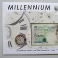 1999 Millennium Silver 5 Pounds Coin & Banknote Cover - UK First Day Cover