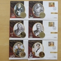 1999 Monarchs of the 20th Century Crown Coin Cover Set - Isle of Man First Day Covers