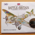 2010 Battle of Britain 70th Anniversary 5 Pounds Coin Cover - Bristol Blenheim - Gibraltar FDC