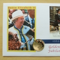 2002 The Queen's Golden Jubilee 50p Pence Coin Cover - Dominica First Day Cover