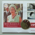 2002 The Queen's Golden Jubilee 50p Pence Coin Cover - Jamaica PNC First Day Covers