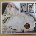 1998 Diana Princess of Wales 1981 Gold Sovereign Coin Cover - Benham Covers