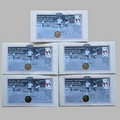 1996 England World Cup Winners 2 Pounds Coin Cover Set - Benham First Day Covers - Signed