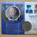 1999 Winston Churchill 125th Birth Anniversary Signed Crown Coin Cover - Benham First Day Cover