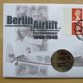 1999 Berlin Airlift 50th Anniversary 1 Crown Coin Cover - Benham First Day Cover - Signed