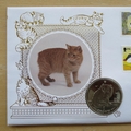 1996 Isle of Man Manx Cat 1 Crown Coin Cover - Benham First Day Cover