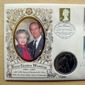 1997 Royal Golden Wedding Anniversary 5 Pounds Coin Cover - Benham First Day Cover - Signed