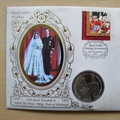 1997 Royal Golden Wedding Anniversary IOM 1 Crown Coin Cover - Benham First Day Cover