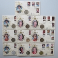 1996 Queen Elizabeth II 70th Birthday Coin Cover Set - Benham First Day Covers