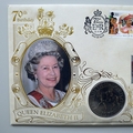 1996 The Queen's 70th Birthday Silver Jubilee Crown Coin Cover - Benham First Day Cover