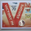 2015 VE Day 70th Anniversary Silver 5 Pounds Coin Cover - Westminster First Day Cover
