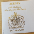 1996 70th Birthday HM Queen Elizabeth II Jersey 2 Pounds Coin Cover - First Day Cover