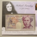 1999 Michael Faraday Silver Crown Coin & 20 Pounds Banknote Cover - First Day Cover UK