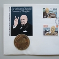 1990 Winston Churchill Freedom of Douglas Isle of Man Crown Coin Cover - IOM First Day Cover