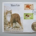 1989 Manx Cats Isle of Man 1 Crown Coin Cover - IOM Post Office First Day Cover