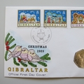 1989 Gibraltar Christmas 1989 50p Pence Coin Cover - First Day Cover