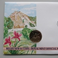 1990 Belize New 1 Dollar Coin Cover - Royal Mint First Day Cover