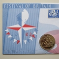 2001 Festival of Britain 50th Anniversary 5 Shillings Coin Cover - Benham First Day Covers