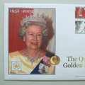 2001 The Queen's Golden Jubilee Gold Sovereign Coin Cover - Westminster First Day Cover