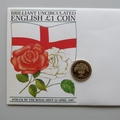 1987 English Brilliant Uncirculated 1 Pound Coin Cover - UK First Day Cover Royal Mint
