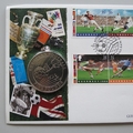 1996 A Tribute To European Football 5 Pounds Coin Cover - Guernsey First Day PNC Cover