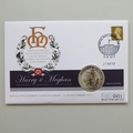 2017 Royal Engagement Prince Harry & Meghan Fine Silver 1oz Britannia Coin Cover - UK First Day Cover