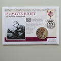 2014 Romeo & Juliet by Shakespeare Silver Proof 5 Pounds Coin Cover - Jersey PNC First Day Cover