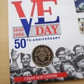1995 VE Day 50th Anniversary 2 Pounds Coin Cover - Isle of Man First Day Cover Mercury