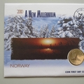 1999 A New Millennium 20 Kroner Coin Cover - Norway PNC First Day Covers