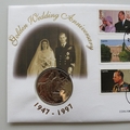 1997 Golden Wedding Anniversary 2000 Shillings Coin Cover - Uganda PNC First Day Covers