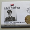 2008 History of the RAF Fighter Ace Johnnie Johnson 5 Pounds Coin Cover - Nauru PNC First Day Covers