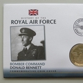 2010 History of the RAF Bomber Command Donald Bennett 5 Pounds Coin Cover - Liberia First Day Covers