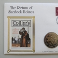 1995 Sherlock Holmes Reigate Squire 1 Crown Coin Cover - First Day Covers by Mercury