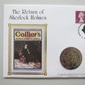 1995 Sherlock Holmes Greek Interpreter 1 Crown Coin Cover - First Day Covers by Mercury