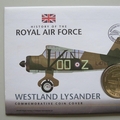 2008 History of the RAF Westland Lysander Crown Coin Cover - BVI PNC First Day Covers