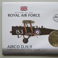 2008 History of the RAF AIRCO DH9 Crown Coin Cover - St Helena PNC First Day Covers