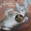 2001 Cats and Dogs Isle of Man Cat 1 Crown Coin Cover - First Day Cover Mercury