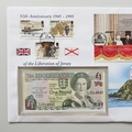 1995 Liberation of Jersey 50th Anniversary 1 Pound Banknote Cover - First Day Cover Mercury