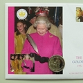 2002 The Queen's Golden Jubilee 1 Dollar Coin Cover - Guyana PNC First Day Covers