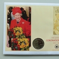 2003 The Queen's Coronation Jubilee Dollar Coin Cover - Gambia PNC First Day Covers - Flypast