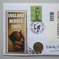 2005 England Heroes Cricket 1 Pound Coin Cover - Benham UK PNC First Day Covers