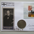2007 Celebrating England Winston Churchill Crown Coin Cover - Benham Signed First Day Covers