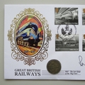 2010 Great British Railways Shilling Coin Cover - Benham Signed UK PNC First Day Covers